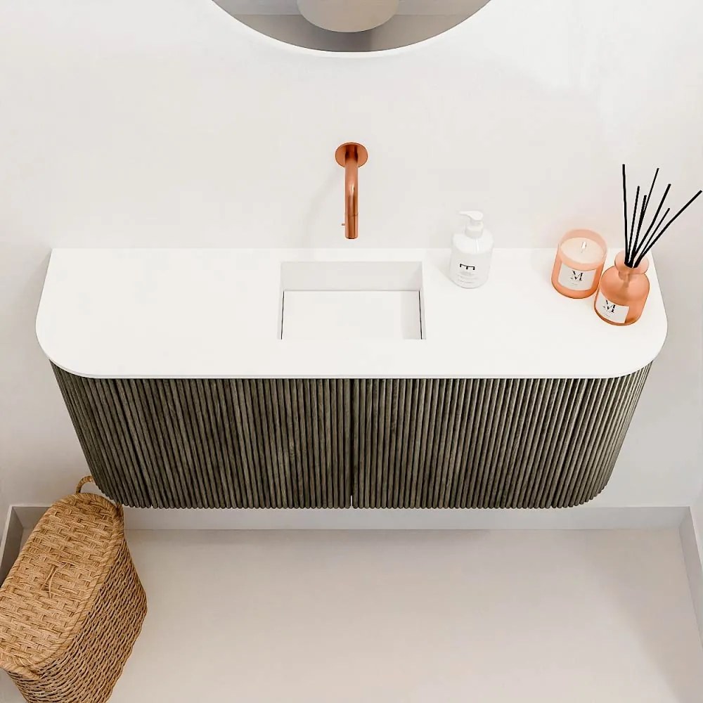 Mondiaz Joya 95cm toiletmeubel ronding links/rechts shadow met wastafel faye midden zonder kraangat talc