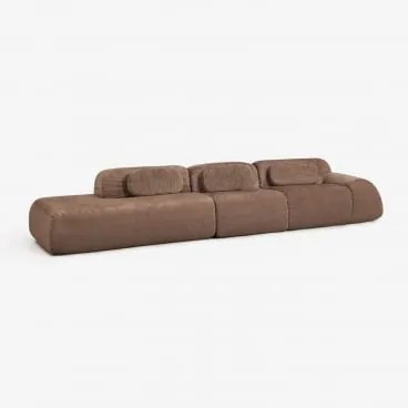 Modulaire Hoekbank Van 3 Delen Met Linker Divan In Vacuüm Verpakte Chenille Merida Chenille Karamelbruin - Sklum