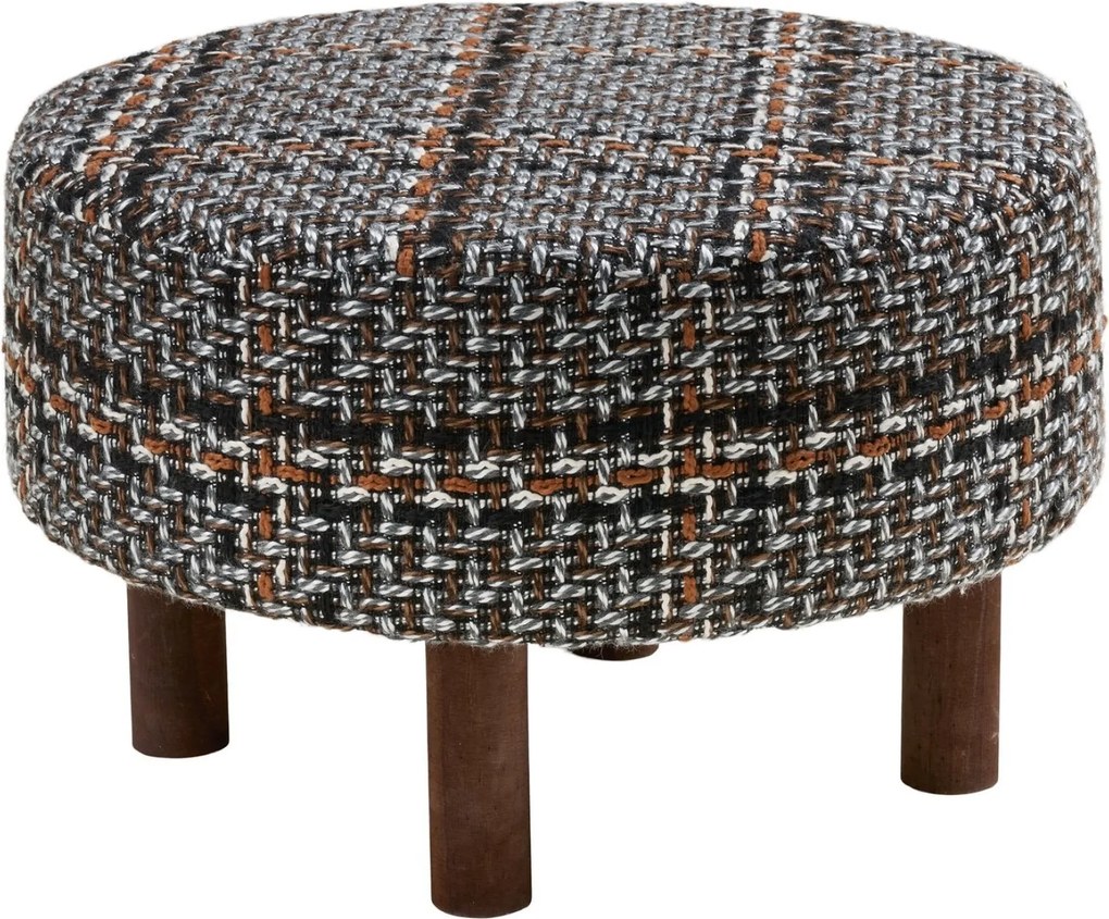 Falkirk Poef Tweed - Black/Brown