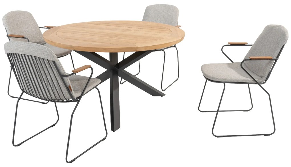 4 Seasons Veneto/Prado ronde tuinset - Ø130 cm. - stapelbaar