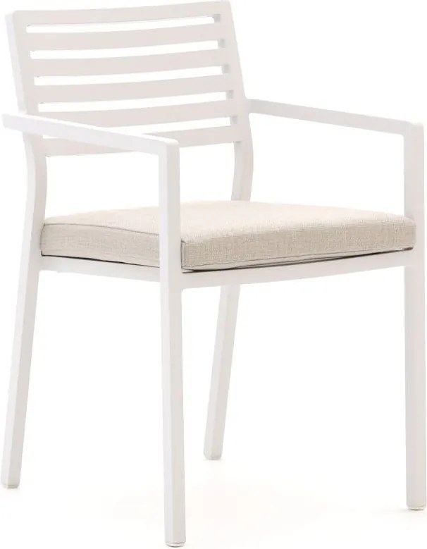 + 15% kassakorting | Dining tuinstoel | Bellagio Rumo | Aluminium | Taupe/Wit | Stapelbaar | Kees Smit Tuinmeubelen