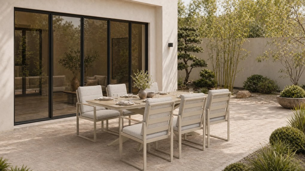 Tuinset 6 personen 220 cm Aluminium Taupe Lifestyle Garden Furniture Alessio/Camila