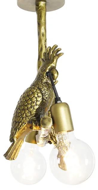 Vintage plafondlamp messing 2-lichts - Animal Papegoje Landelijk E27 Binnenverlichting Lamp