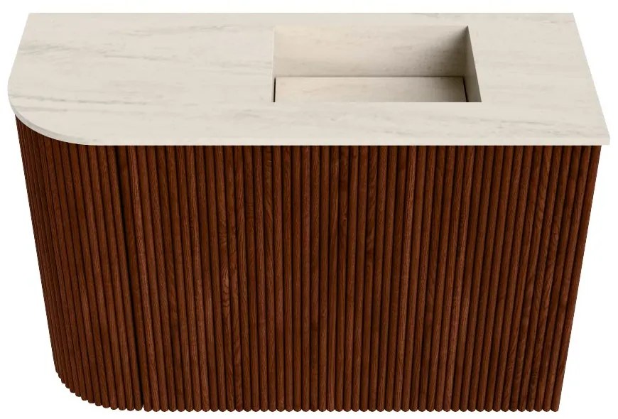 Mondiaz Joya DLux 60cm toiletmeubel ronding links ruby met wastafel faye rechts 1 kraangat meli