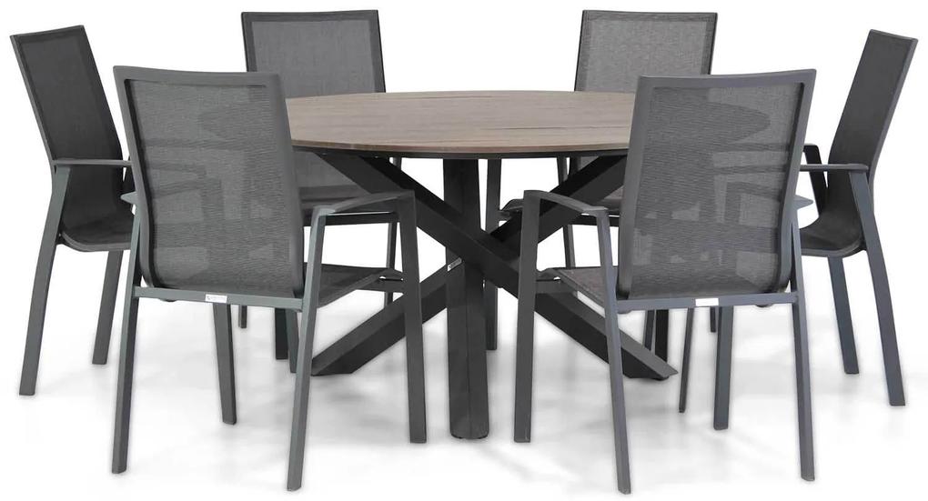 Tuinset Ronde Tuintafel 150 cm Aluminium Grijs 6 personen Lifestyle Garden Furniture Ultimate/Ancona
