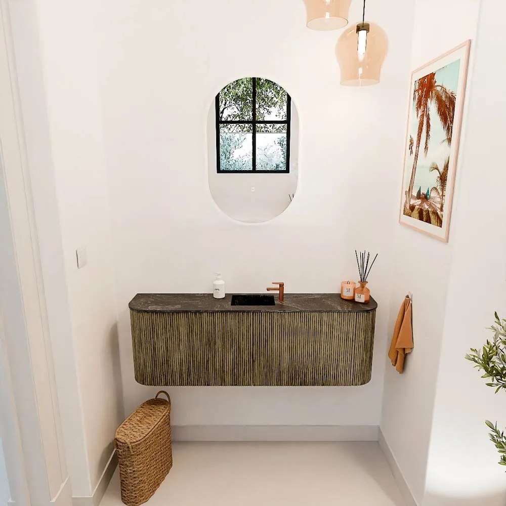 Mondiaz Joya DLux 125cm toiletmeubel ronding links/rechts dusk met wastafel faye midden 1 kraangat lava