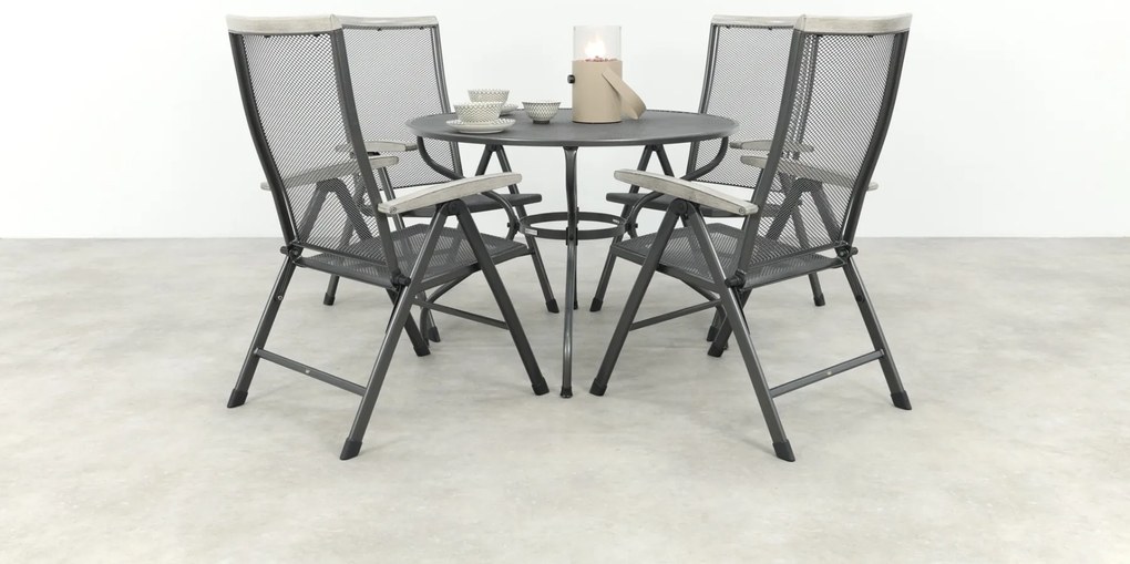 Balero ronde verstelbare bistroset strekmetaal Ø105 cm. - Antraciet