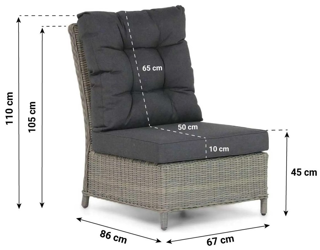 Dining Loungeset 6 personen Wicker Taupe Garden Collections Chicago/Brighton