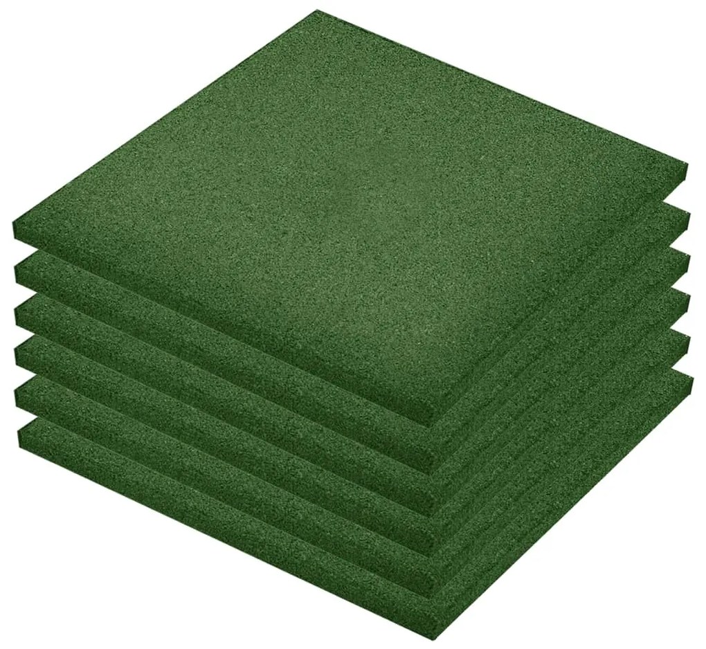 vidaXL Valtegels 6 st 50x50x3 cm rubber groen