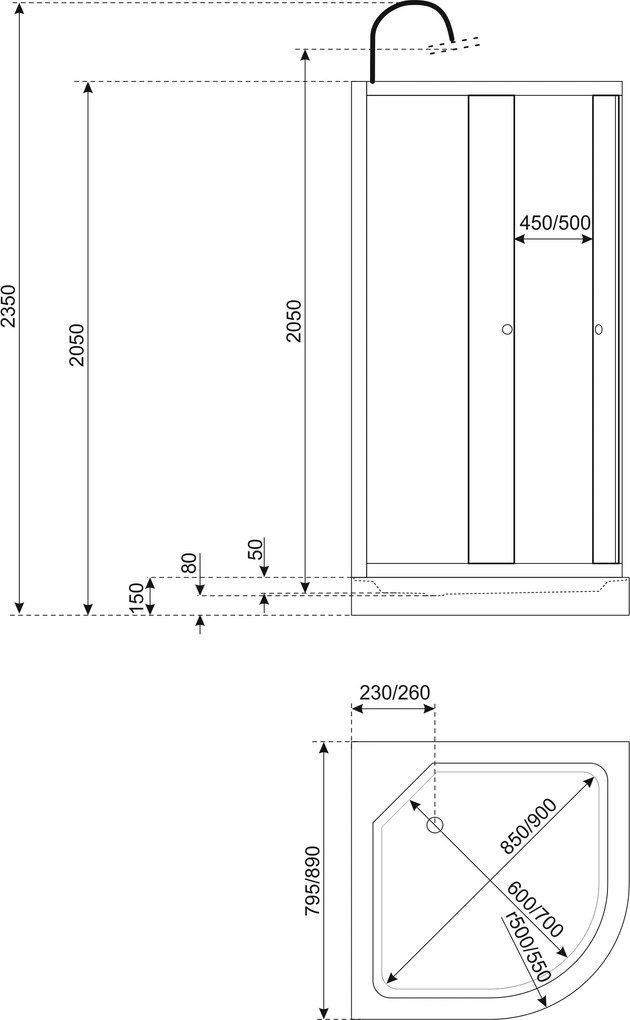 SaniGoods Beauty complete douchecabine 80x80cm kwartrond