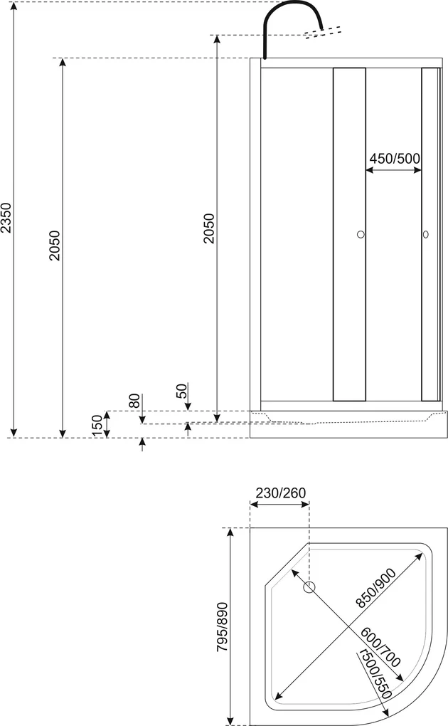 SaniGoods Beauty complete douchecabine 80x80cm kwartrond
