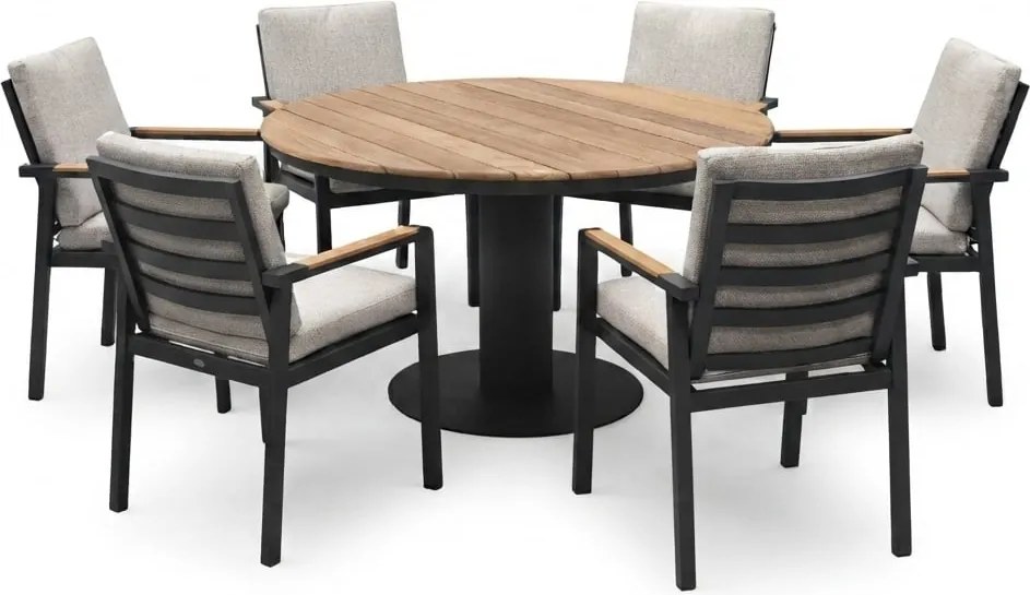 Palazzo Lola dining tuinset 160xH75 cm 7 delig antraciet teak