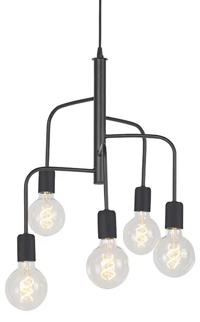 Eettafel / Eetkamer Moderne hanglamp zwart 5-lichts - Facile Modern E27 Binnenverlichting Lamp