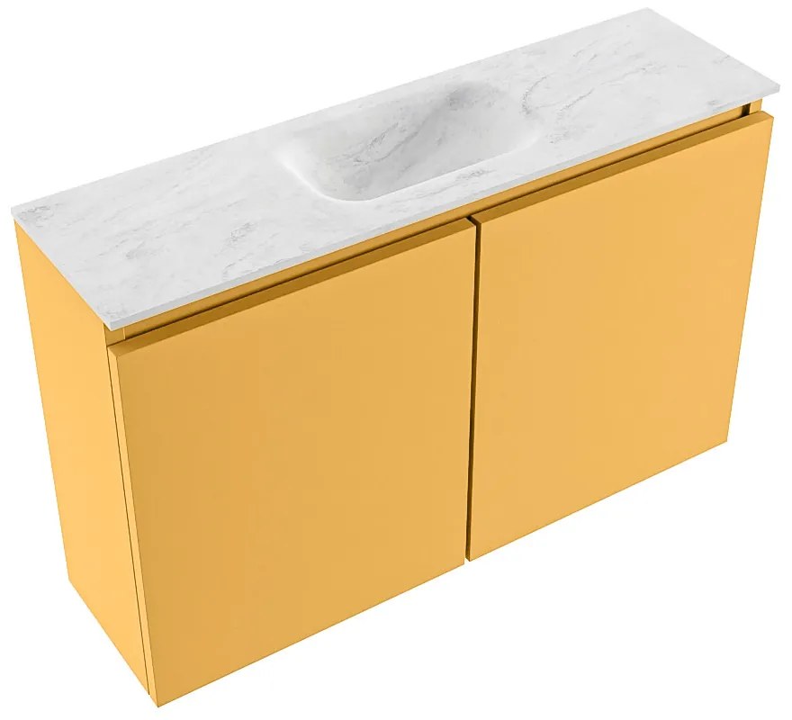 Mondiaz Ture DLux toiletmeubel 80cm ocher met wastafel opalo midden met kraangat