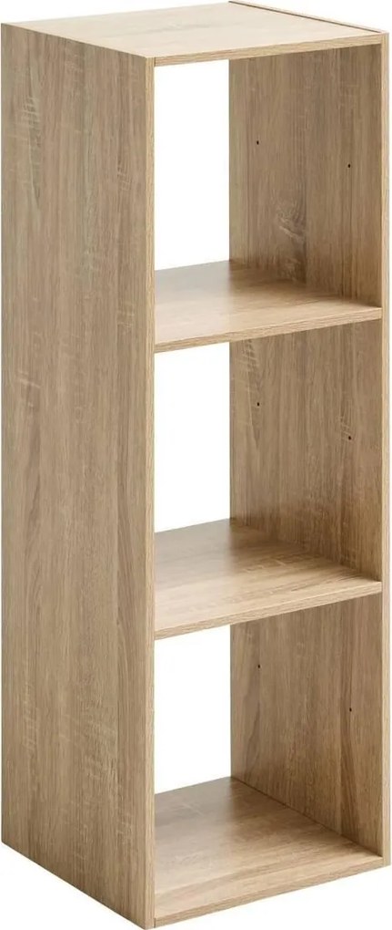 Boekenkast of opbergkast 3 vakken 32cm - Natuurlijk eik - 32x34,4x100,5cm