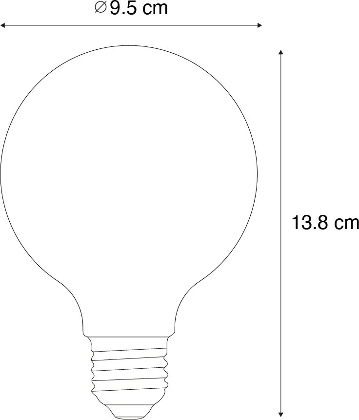 Set van 5 E27 LED lampen G95 helder 3.8W 806 lm 3000K