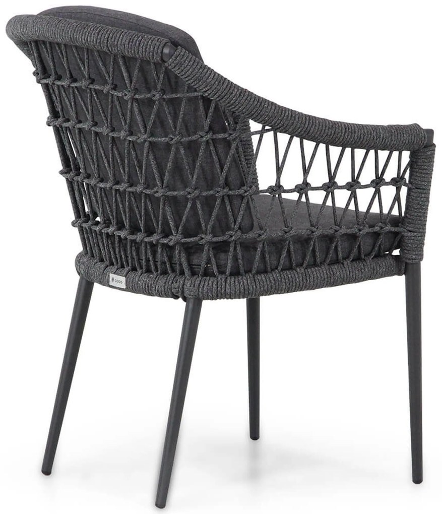 Tuinset Ronde Tuintafel 4 personen 120 cm Rope Grijs Coco Dalice/Rockville