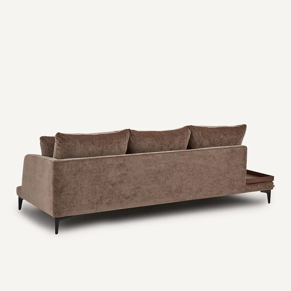 Halve bank met tafelblad, van gemengd fluweel, MODERNISTE