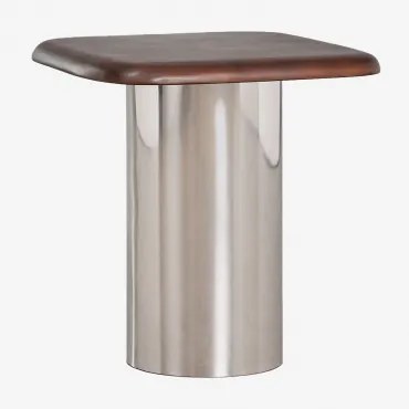 Pack Van 2 Vierkante Nachtkastjes 40x40 Cm Merieines Donker Handvat Hout & ↑50 Cm - Sklum