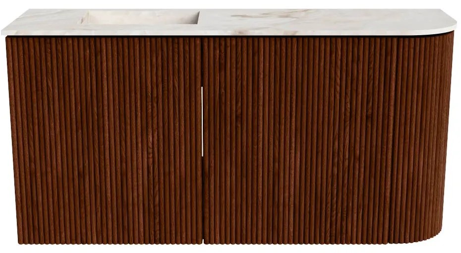 Mondiaz Joya DLux 80cm toiletmeubel ronding rechts ruby met wastafel faye links 1 kraangat frappe