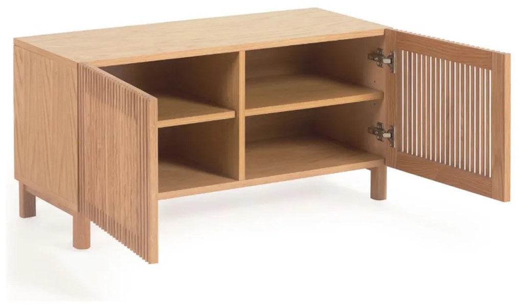 Kave Home Beyla Lage Schoenenkast Met Latjes Eiken - 98.5x42.5x49.5cm.