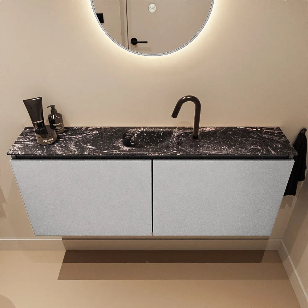 Mondiaz Ture DLux toiletmeubel 120cm plata met wastafel lava midden met kraangat