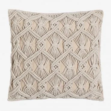 Macramé vierkant kussen (45x45 cm) Istar Beige – crème - Sklum