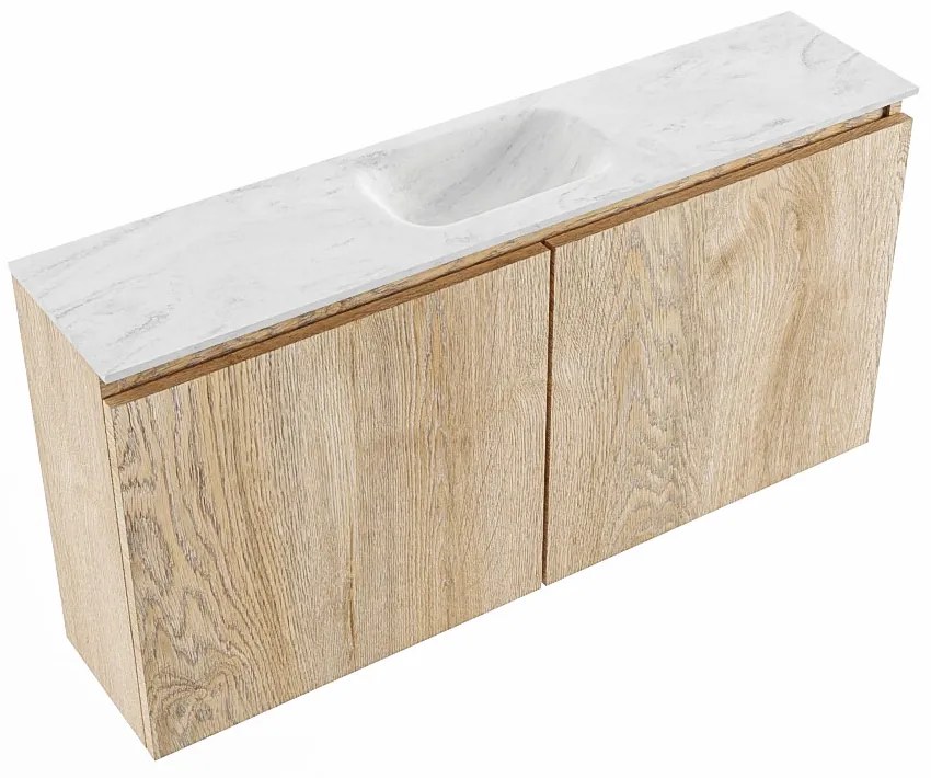 Mondiaz Ture DLux toiletmeubel 100cm washed oak met wastafel opalo midden met kraangat