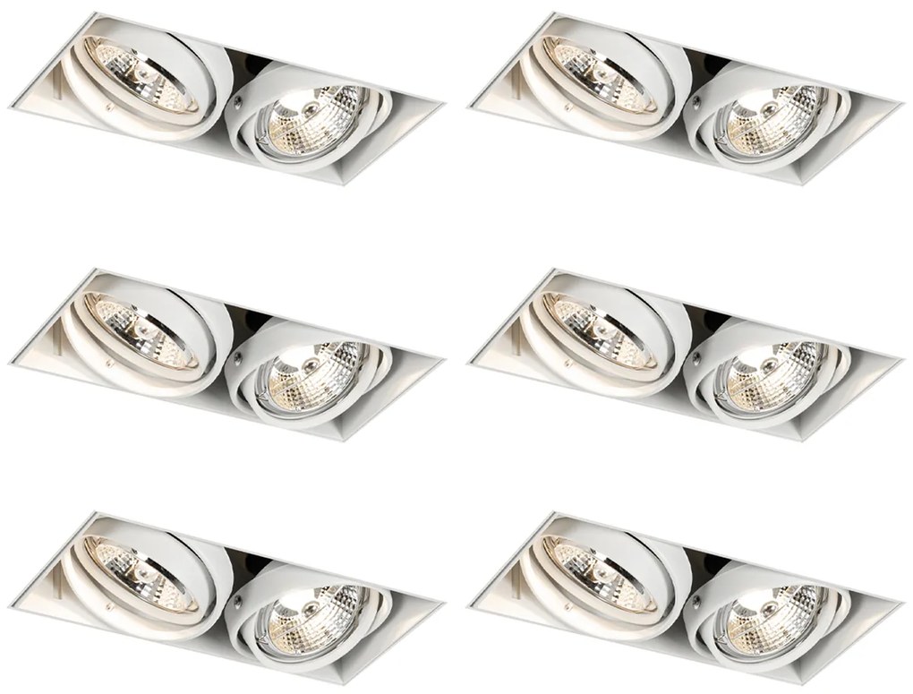 Set van 6 inbouwspots wit GU10 70mm 2-lichts trimless - Oneon Modern GU10 Binnenverlichting Lamp