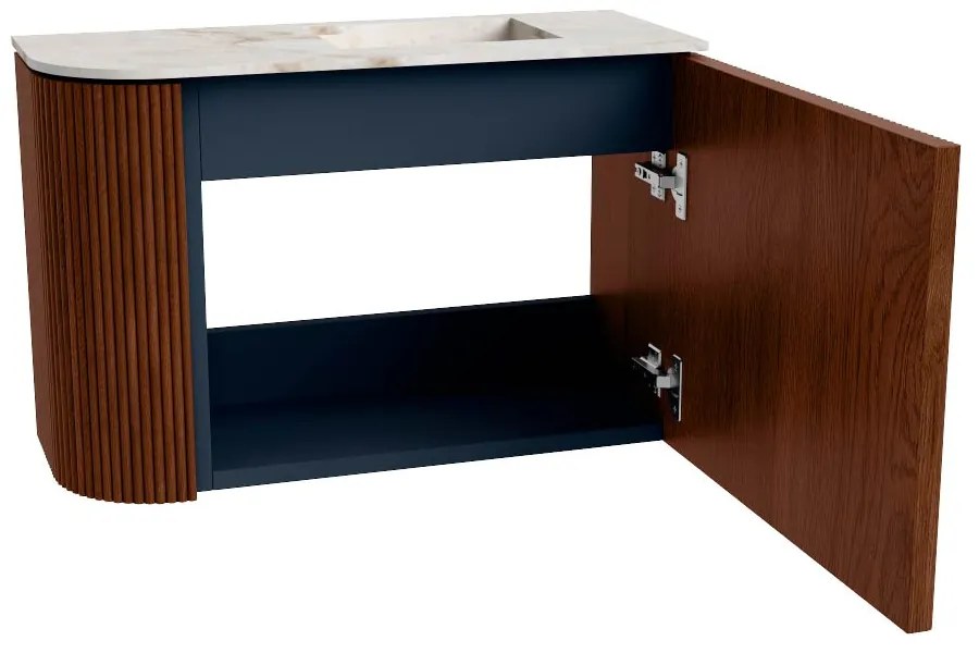 Mondiaz Joya DLux 60cm toiletmeubel ronding links ruby met wastafel faye rechts 1 kraangat frappe
