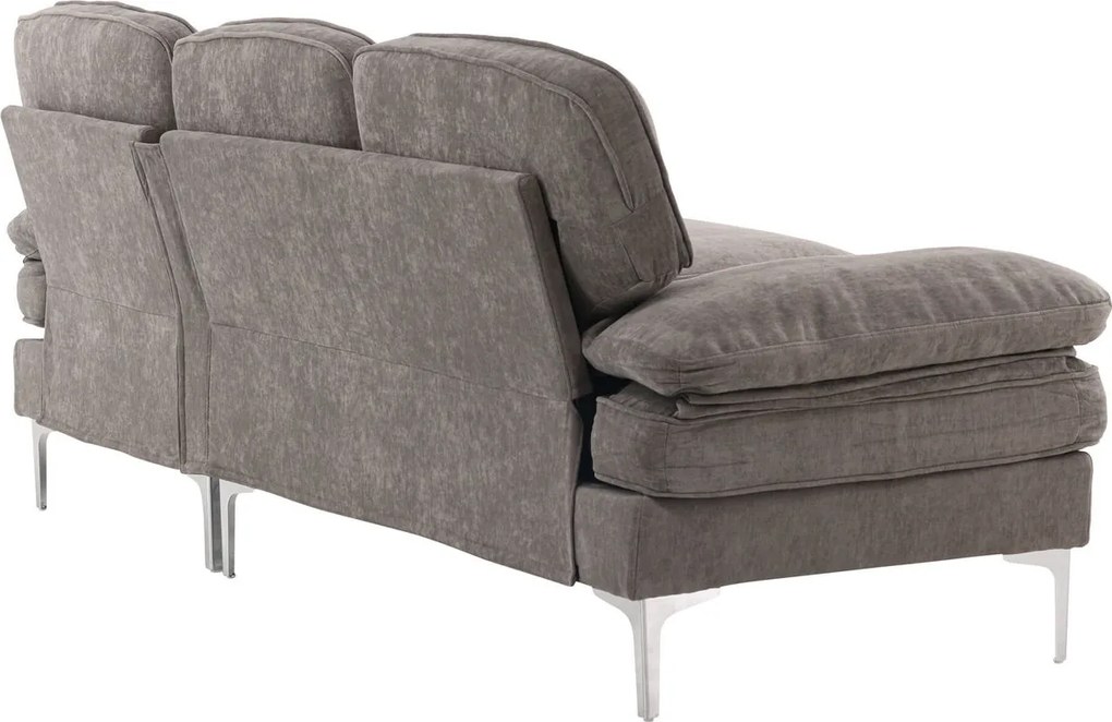 Jörn Reims Sofa - Bank met Chaise Longue - 3-Zitsbank - Grijs Stof - Jorn