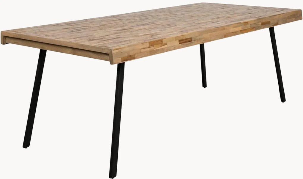 Eettafel Suri met teakhouten tafelblad, in verschillende formaten