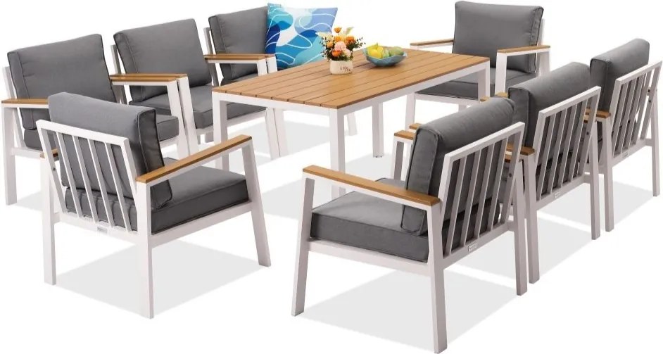 Aluminium tuinmeubelen Zakintos Premium 8 wit Garden Point