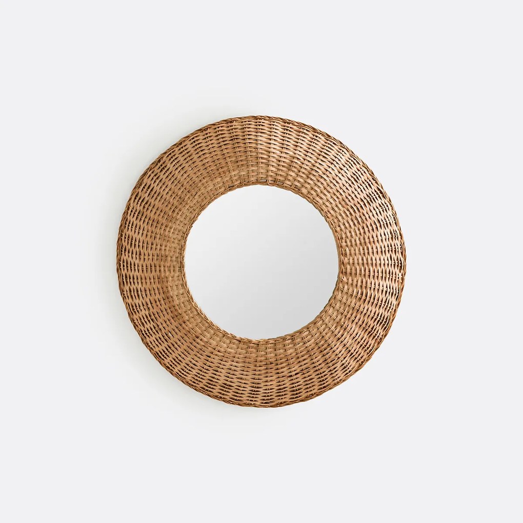 Ronde gewelfde spiegel in rotan ø60 cm, Naria