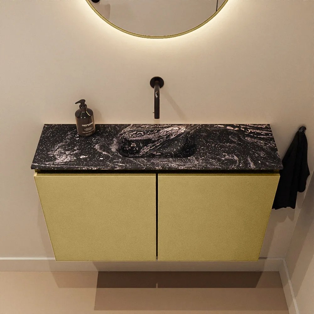 Mondiaz Ture DLux toiletmeubel 80cm oro met wastafel lava midden zonder kraangat