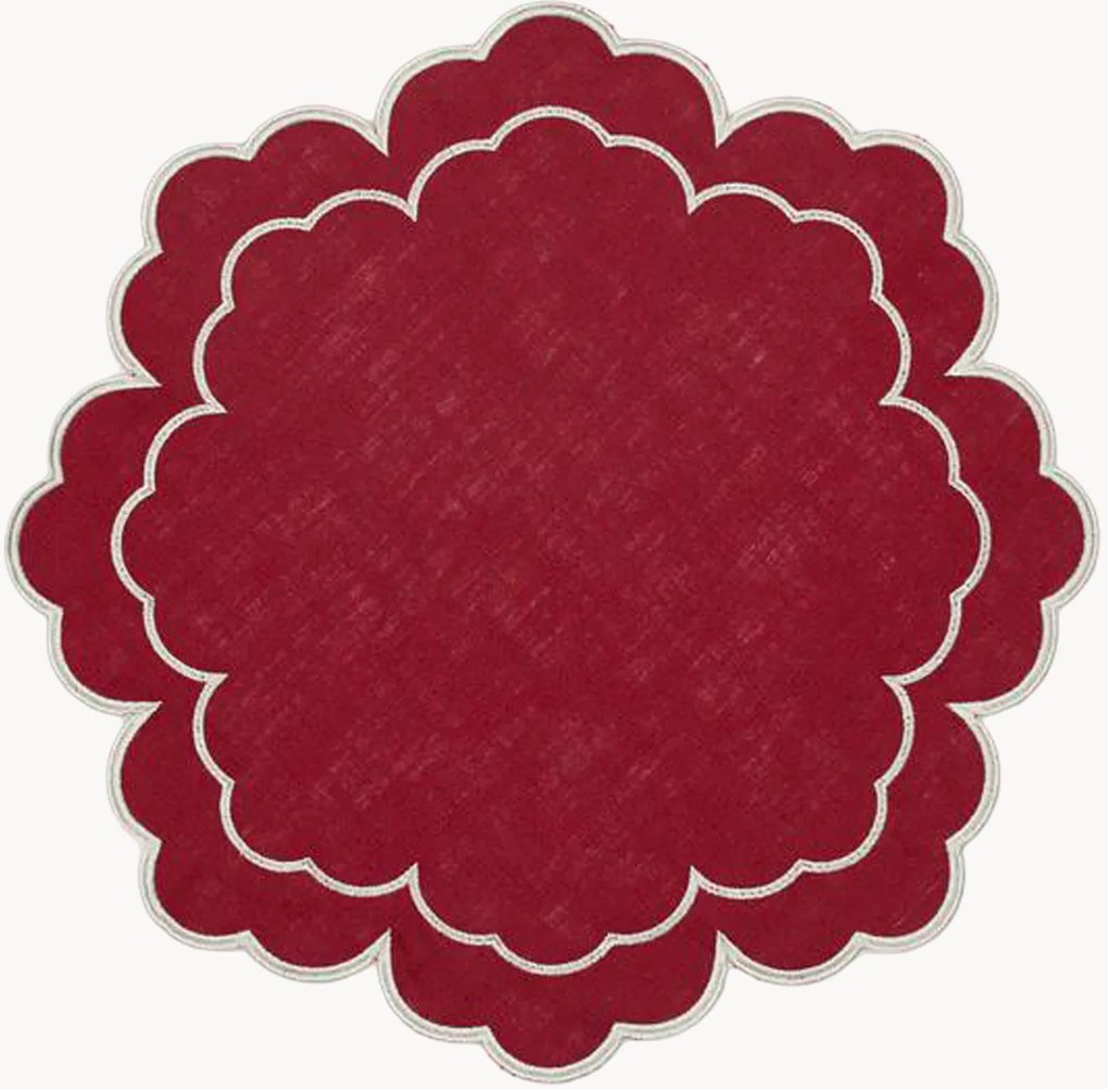 Bloemvormige placemat Íris met geborduurde rand