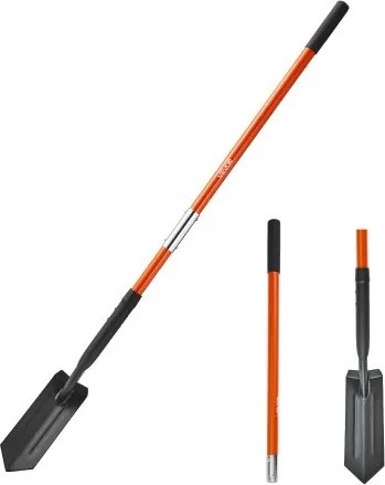 VEVOR Tuinspade, 104 mm breed blad, tuinspade, drainagespade met glasvezelsteel, puntige spade voor tuinieren, gaten graven, sleuven graven en planten, ca. 1,4 m lang
