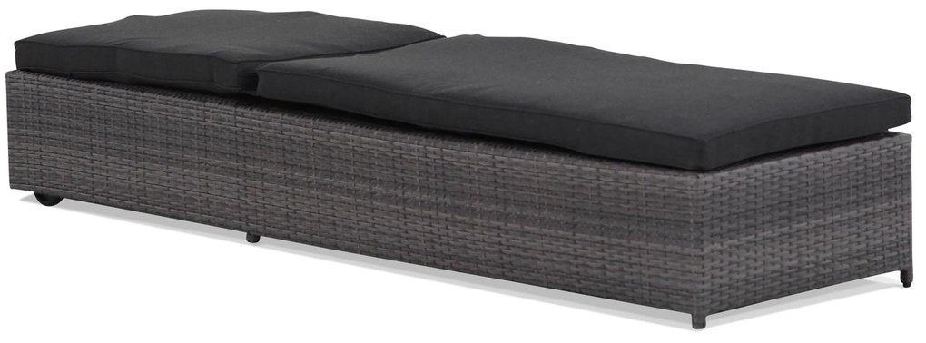 Garden Collections Charlotte Ligbed Flat Antraciet Met Wielen Wicker Grijs