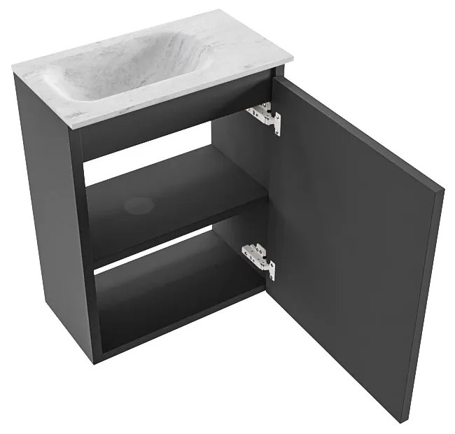 Mondiaz Ture DLux toiletmeubel 40cm dark grey met wastafel opalo links zonder kraangat