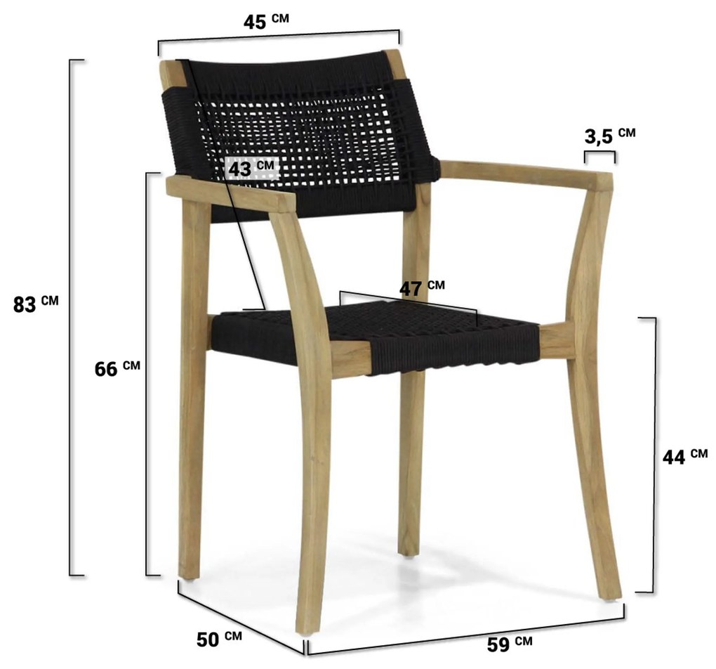 Tuinset 8 personen 300 cm Rope Zwart Lifestyle Garden Furniture Dallas/Brighton