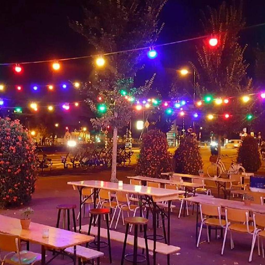 Patio Lichtsnoer kleur 20m met 24 LED buiten waterdicht Prikkabel feestverlichting
