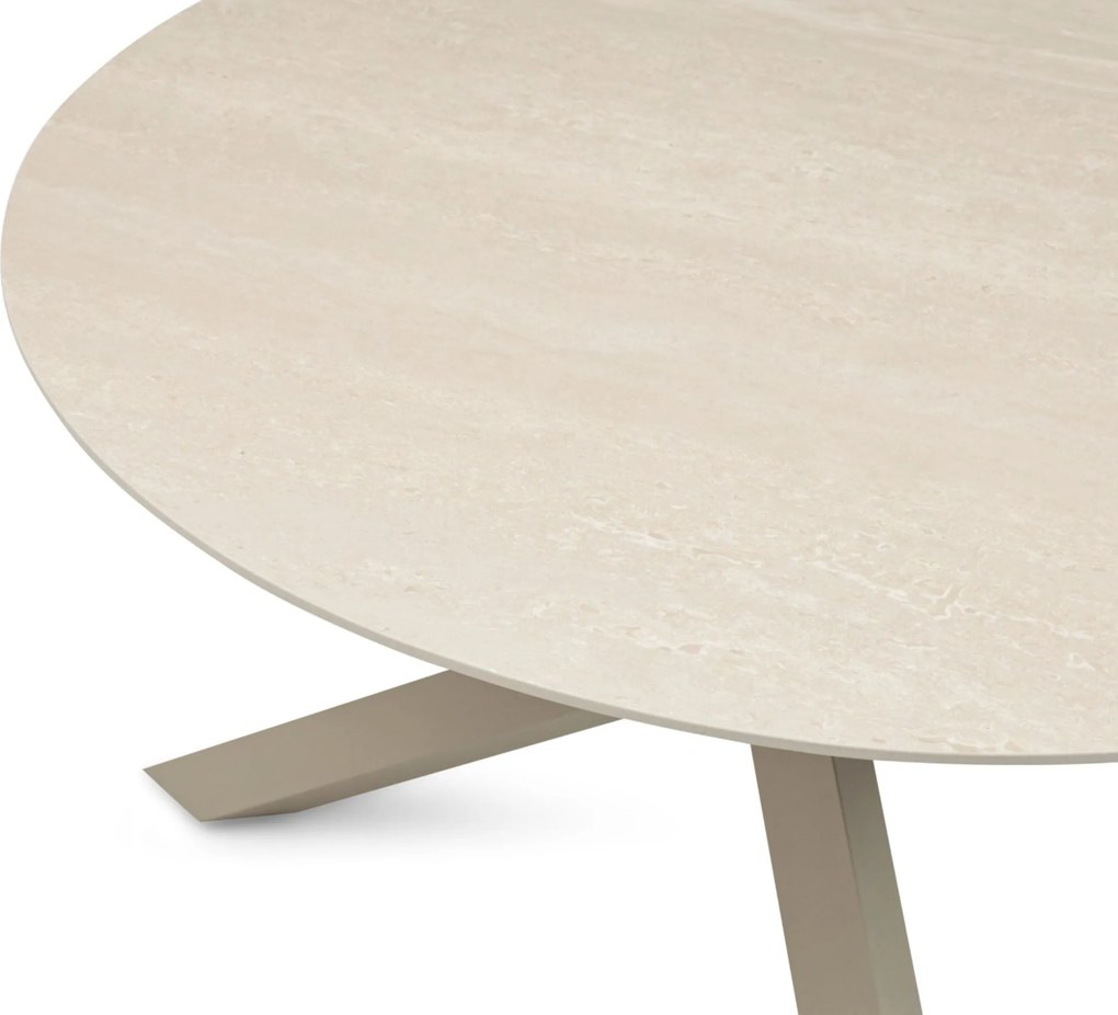 Tuinset Ronde Tuintafel 4 personen 120 cm Aluminium Zand/Beige Lifestyle Garden Furniture Timo/Xento