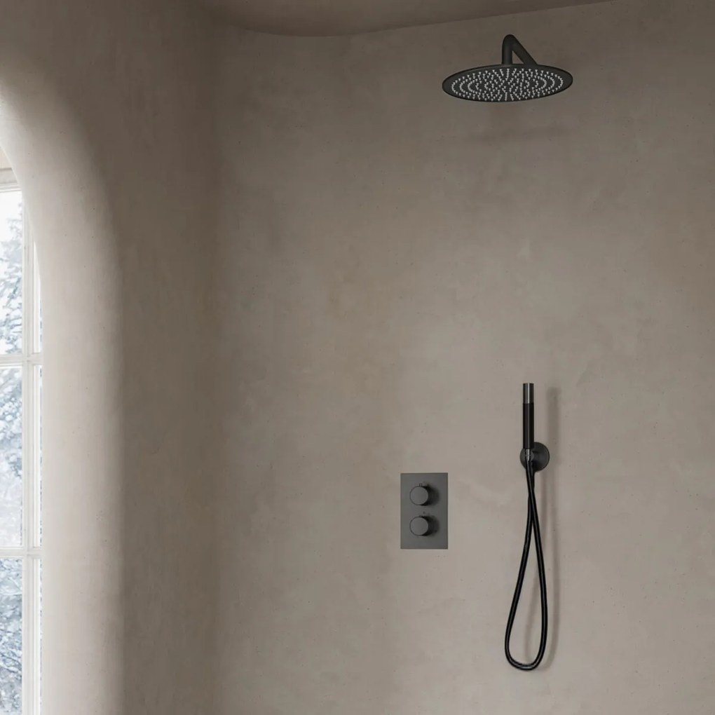Saniclear Iron Pro inbouw regendouche met wandarm en 20cm hoofddouche verouderd ijzer - gunmetal