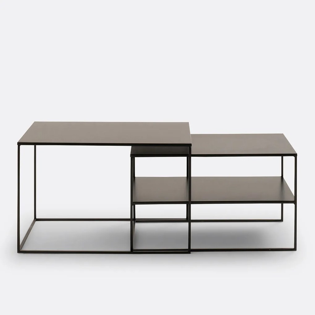 Set van 2 nesting salontafels in staal, Miva