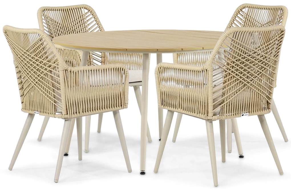 Tuinset 4 personen 125 cm Aluminium/rope Taupe Coco Vedra/Matale
