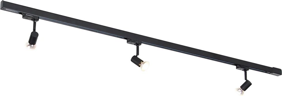 Modern 3-fase railsysteem met 3 spots zwart links - 3-Phase Jeany