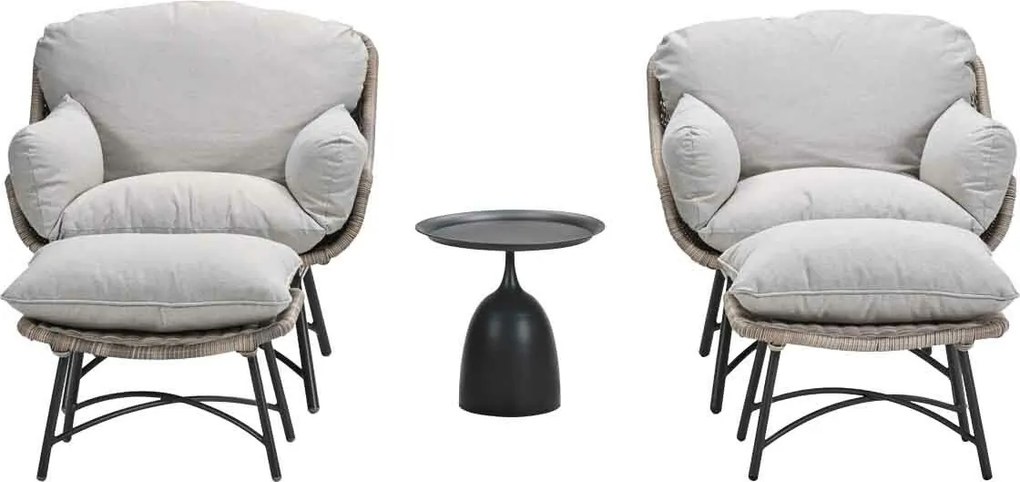 Garden Impressions Selene loungestoelen vintage willow - Mati bijzettafel Ø50x48 cm