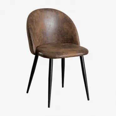 Pakket Van 2 Kana Eetkamerstoelen Met Kunstlederen Bekleding Koffie Vintage & Zwart - Sklum