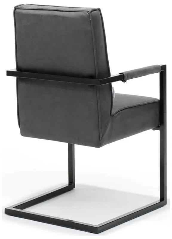 Eetkamerstoel - Andries - Lederlook Soft Antraciet - Met armleuning