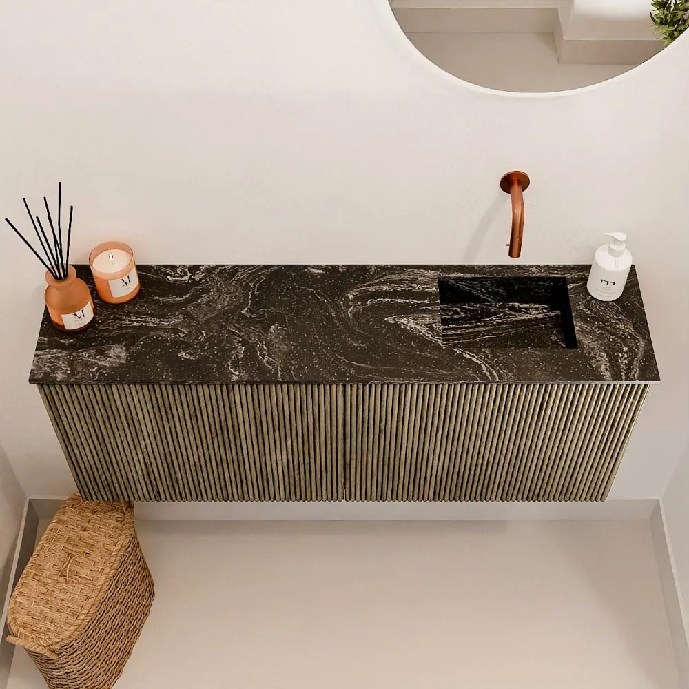 Mondiaz Joya DLux 100cm toiletmeubel dusk met wastafel faye rechts zonder kraangat lava